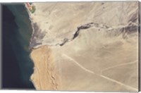 Satellite Image of the Swakop River in the Western part of Namibia Fine Art Print