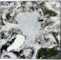 Satellite view of the North Pole Fine Art Print