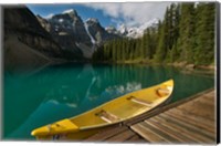 Canoe along Moraine Lake, Banff National Park, Banff Fine Art Print