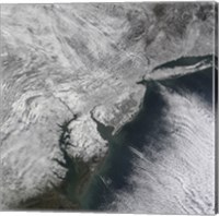 Satellite view of a Nor'easter Snow Storm over the Mid-Atlantic and Northeastern United States Fine Art Print