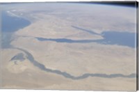 Aerial view of the Egypt and the Sinai Peninsula along with part of the Mediterranean Sea and Red Sea Fine Art Print
