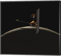 Mars Odyssey Spacecraft Over Martian Sunrise Fine Art Print