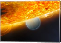 An Artist's Impression of a Jupiter-Size Extrasolar Planet Being Eclipsed by its Parent Star Fine Art Print