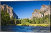 Valley view with El Capitan, Cathedral Rocks, Bridalveil Falls, and Merced River Yosemite NP, CA Fine Art Print