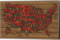 Printers Block US Map Red Fine Art Print