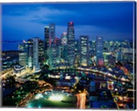 Aerial View of Singapore at Night Fine Art Print