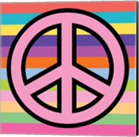 Peace - Pink on Stripes Fine Art Print