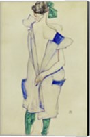 Standing Girl In Blue Dress And Green Stockings, 1913 Fine Art Print