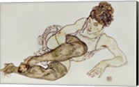 Reclining Woman With Black Stockings, 1917 Fine Art Print
