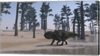 Udanoceratops Walking Along Water Fine Art Print