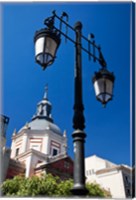 Spain, Madrid Lamppost and the dome of the Las Calatravas Church Fine Art Print