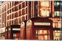Lit Telephone booth at Harrods, Knightsbridge, London, England Fine Art Print