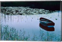 Rowboat on Lake Surrounded by Water Lilies, Lake District National Park, England Fine Art Print
