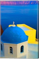 Beautiful Church with Blue Roof, Oia, Santorini, Greece Fine Art Print
