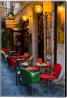 Outdoor Cafe Seating, Chania, Crete, Greece Fine Art Print