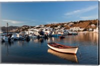Boats in harbor, Chora, Mykonos, Greece Fine Art Print