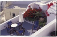 Patio of Hotel Between Fira and Imerovigli, Greece Fine Art Print