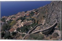 View from Upper to Lower Village, Monemvasia, Greece Fine Art Print