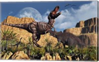 Confrontation between Tyrannosaurus Rex and Triceratops Fine Art Print