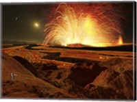 Future astronauts observe an eruption on Io, Jupiter's super-volcanic Moon Fine Art Print