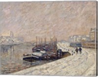 Barges Under Snow Fine Art Print