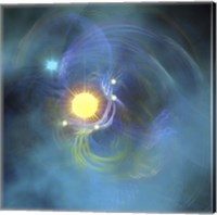 A large sun is veiled by surrounding Nebular clouds Fine Art Print