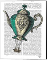 Flying Teapot 1 Green and Yellow Fine Art Print