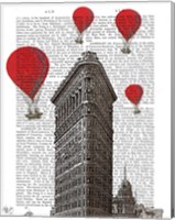 Flat Iron Building and Red Hot Air Balloons Fine Art Print