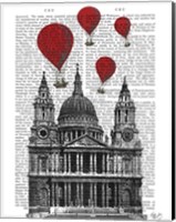 St Pauls Cathedral and Red Hot Air Balloons Fine Art Print