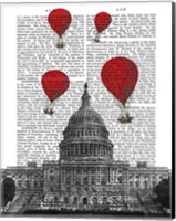 US Capitol Building and Red Hot Air Balloons Fine Art Print