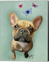 Brown French Bulldog and Butterflies Fine Art Print