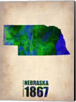 Nebraska Watercolor Map Fine Art Print