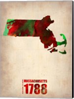 Massachusetts Watercolor Map Fine Art Print