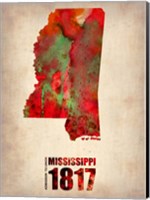 Mississippi Watercolor Map Fine Art Print