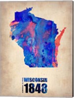 Wisconsin Watercolor Map Fine Art Print