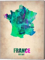 France Watercolor Map Fine Art Print