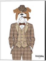 British Bulldog In Tweed Suit Fine Art Print