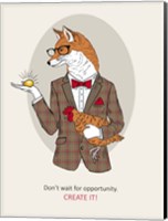 Fox Man In Pin Suit Fine Art Print