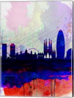 Barcelona Watercolor Skyline 2 Fine Art Print