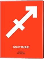 Sagittarius Zodiac Sign White on Orange Fine Art Print