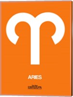 Aries Zodiac Sign White on Orange Fine Art Print