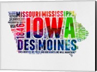 Iowa Watercolor Word Cloud Fine Art Print