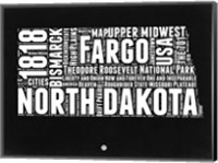 North Dakota Black and White Map Fine Art Print