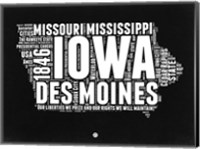 Iowa Black and White Map Fine Art Print