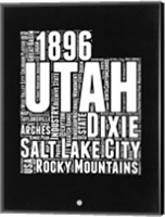 Utah Black and White Map Fine Art Print