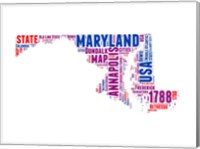 Maryland Word Cloud Map Fine Art Print
