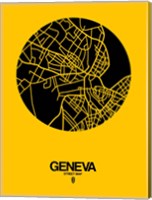 Geneva Street Map Yellow Fine Art Print