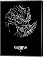 Geneva Street Map Black Fine Art Print