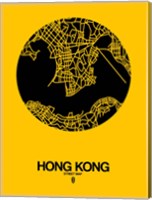 Hong Kong Street Map Yellow Fine Art Print