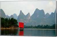 Boat on Li River, Guilin, China Fine Art Print
